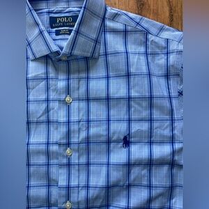 Polo Ralph Lauren Slim Fit Cotton Mens 15 32/33 Button Down Plaid Dress Shirt